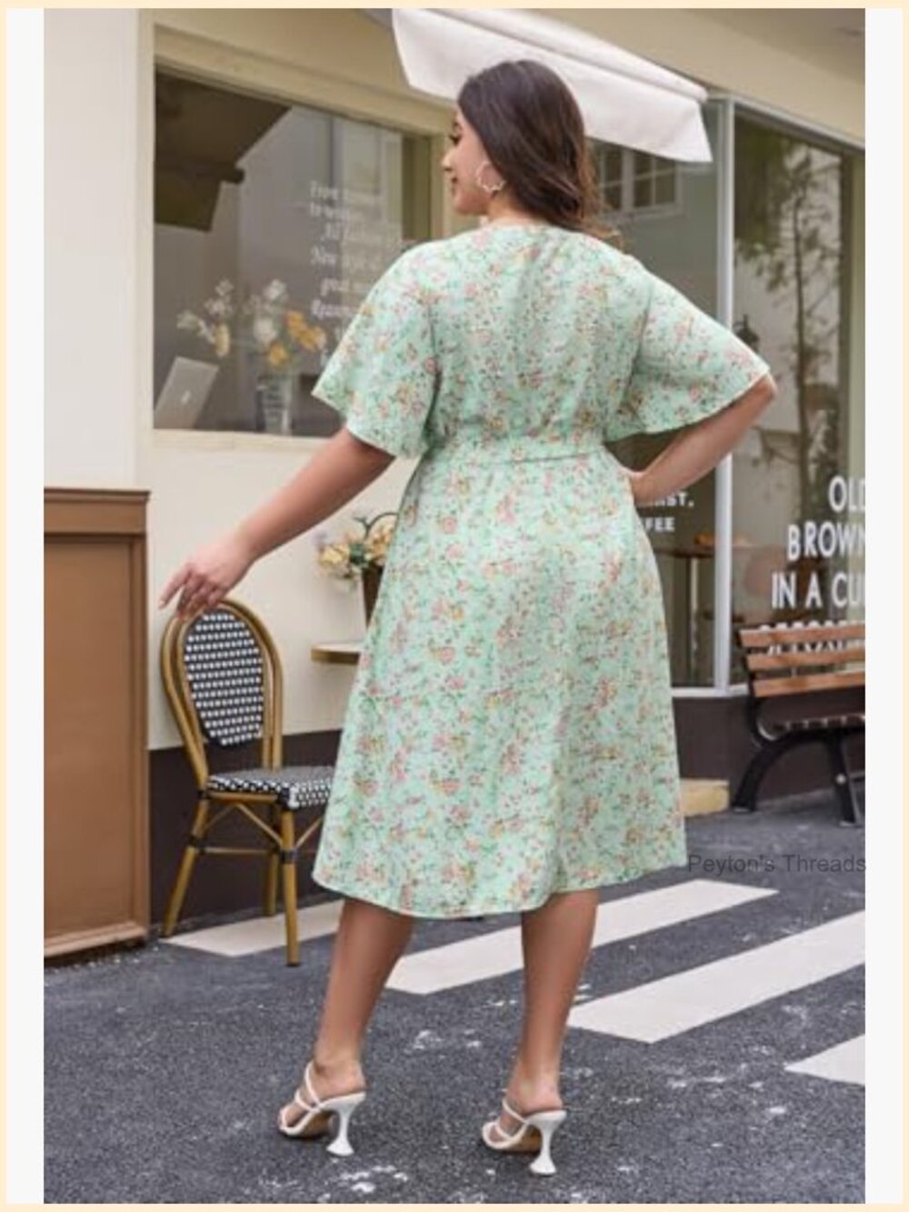 Plus Size Floral V-Neck A-Line Dress with Pockets - Picture 4 of 7